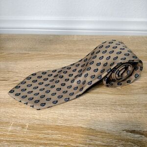 Vintage Men's Christian Dior Tan/Bronze And Blue Paisley Silk Tie